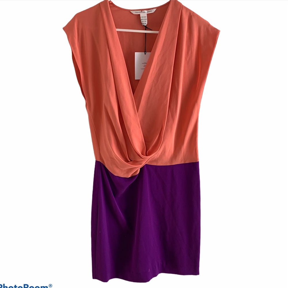 Diane Von Furstenberg silk color block dress 4